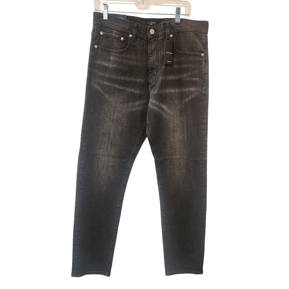 CLUB MONACO Men Straight Taper Denim Jeans Black Wash‎ Size 34 NWOT